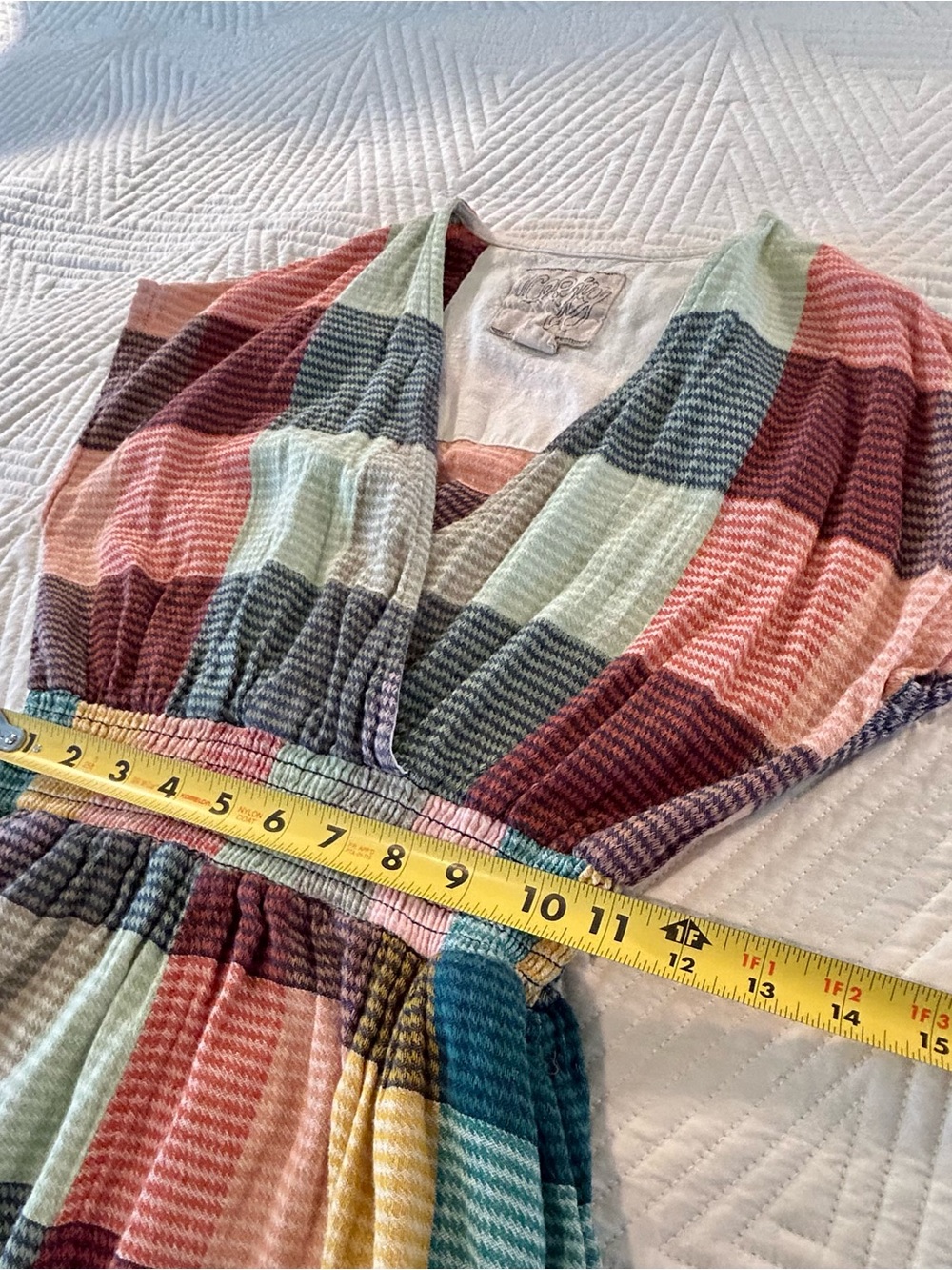 ace & jig XS Multicolor Plaid Cotton Midi A-Line Dress V-Neck Short Sleeve - Picture 3 of 6